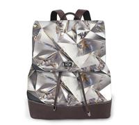 Sac à dos de voyage imperméable à rabat en cuir PU avec motif abstrait et strass pour femme, Noir , Taille unique