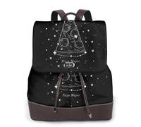 Sac à dos de voyage imperméable en cuir PU avec rabat imprimé constellation pizza pour femme, Noir , Taille unique