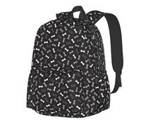 Sac à dos de voyage léger pour ordinateur portable, motif os de chien blanc et noir, sac à dos de sport de plein air, grand sac avec bandoulière réglable, sacs de transport