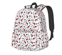 Sac à dos de voyage léger pour ordinateur portable, motif patte de chat, motif arête de poisson, chapeau de Père Noël, sac à dos de sport en plein air, grand sac avec bandoulière réglable, bagage à ma