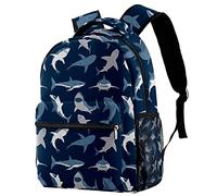 Sac à dos de voyage Loisirs Campus - Motif requin foncé - Avec porte-bouteille - Pour filles et garçons