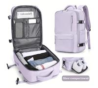 Sac à dos de voyage multi-poches sac de sport homologué pour l'aviation avec compartiment à chaussures grand format violet