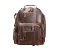 Sac à Dos de Voyage Multifonction en Cuir rétro avec Une Valise en Cuir Crazy Horse, Grand capacité, Sac pour Ordinateur pour Hommes,Deep Coffee