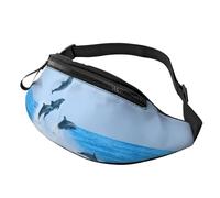 Sac À Dos De Voyage Océan Mer Dauphin Ciel Bleu Vague Mode Sac De Taille Unisexe Sacoche De Ceinture Pour Vie Quotidienne D'Entraînement Alpinisme 14X35Cm