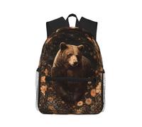 Sac à dos de voyage Ours brun parmi les fleurs pour femmes | Sac à dos léger pour ordinateur portable pour hommes | Sac à dos tendance grande capacité imperméable pour la randonnée et le travail | Noi