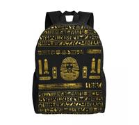 Sac à dos de voyage personnalisé avec sphinx et hiéroglyphes de l'Égypte ancienne, cartable d'ordinateur doré pour étudiant Noir