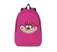 Sac à dos de voyage personnalise en toile motif chat du Cheshire, cartable d'ordinateur, cartable animal Alice au pays des merveilles, sac à dos pour etudiant Noir
