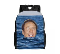 Sac à dos de voyage personnalisé Nicolas Cage en mer pour femmes et hommes, cartable pour ordinateur portable, sac à dos amusant pour étudiants Noir