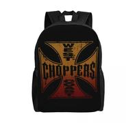 Sac à dos de voyage personnalisé West Coast Iron Cross Choppers pour femmes et hommes, sac à dos pour ordinateur portable, sac à dos pour étudiants Noir