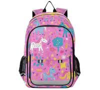 Sac à dos de voyage pour enfants filles 8-12 : sacs à livres modernes pour le collège dans des couleurs assorties - Couleurs arc-en-ciel mignonnes licornes