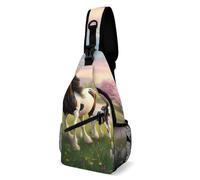 Sac à dos de voyage pour homme et femme, sac de camping en plein air, motif jument et poulain Gypsy Vanner au printemps, sac à dos à bandoulière pour voyage en plein air, randonnée