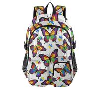 Sac à dos de voyage pour la sensibilisation à l'autisme - Puzzle papillon - Sac à dos d'école