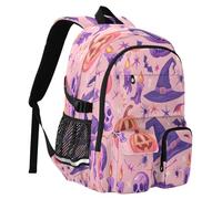 Sac à dos de voyage pour ordinateur portable 14" Motif tête de mort citrouille Chapeau de magicien