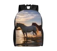 Sac à dos de voyage pour ordinateur portable pour homme et femme, imperméable, léger, mignon, couchers de soleil, chevaux de lac, sac à dos décontracté