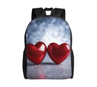 Sac à dos de voyage pour ordinateur portable pour homme et femme, imperméable, léger, mignon, deux cœurs rouges