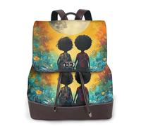 Sac à dos de voyage tendance pour femme avec inscription « Two children under the big moon »