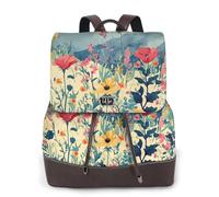 Sac à dos de voyage tendance pour femme avec motif de fleurs animées, sac à dos décontracté, sac à dos en cuir imprimé pour femme pour le travail