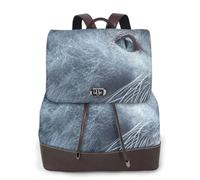 Sac à dos de voyage tendance pour femme avec motif flocon de neige et chat dans un état second, sac à dos décontracté en cuir imprimé pour le travail