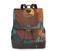 Sac à dos de voyage tendance pour femme avec ours mécanique debout, sac à dos décontracté, sac à dos en cuir imprimé pour femme pour le travail