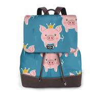 Sac à dos de voyage tendance pour femme Motif cochon avec couronne
