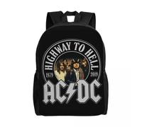 Sac à dos de voyage vintage Rock AC DC pour hommes et femmes, cartable d'ordinateur, sac à dos de groupe de musique heavy metal, sac à dos pour étudiants Noir