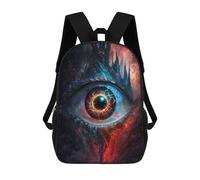 Sac à dos d'école 3D pour enfants et adultes avec motifs animaux, grand sac à dos, sac à dos décontracté avec poche latérale en filet, Œuvre d'art Eerie Eye Fantasy, 17"