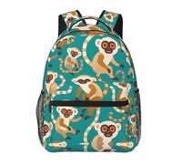 Sac à dos d'école avec compartiment Sac de gym Art des lémuriens et des singes exotiques Unisex Daypacks pour Enfant Garçons Cadeaux 29X40cm