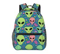 Sac à dos d'école Casual Sac à Dos Enfant Visages d'extraterrestres, style artistique des années 90 Unisex Cartable Scolaire pour Outdoor Quotidien Fille 29X40cm