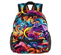Sac à dos d'école coloré graffiti pour enfants garçons filles sac d'école primaire sac à livres imperméable sergé tissé décontracté sac à dos, multicolore 7, 25.4x10x30 CM/10x4x12 in