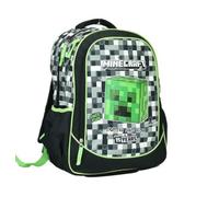 Sac à dos d'école compatible avec Minecraft Pixel Crafting Since Alpha Rond 3 compartiments zippés pour enfants primaire moyenne + kit stylos et porte-clés sifflet