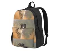 Sac à dos d'école, de voyage, avec 15 compartiments pour ordinateur portable, motif Border Collie, noir et blanc