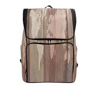 Sac à dos d'école en bois imperméable à l'eau Carte du monde Sac à dos pour ordinateur portable Marron Gris