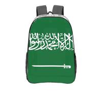 Sac à dos d'école en PVC transparent imprimé drapeau de l'Arabie Saoudite pour le travail, les voyages, les garçons et les filles