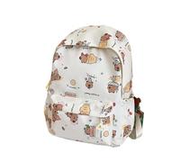 Sac à dos d'école grande capacité, décontracté, couleur unie, matériau Oxford, multifonctionnel, simple Idéal pour les Scolaires(Beige)