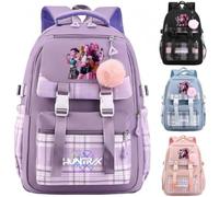 Sac à dos d'école K-Pop Demon Hunters - 44 x 30 x 13 cm, produit Demon Hunters, sac à dos de voyage en nylon multi-poches, sac à dos d'université Demon Hunters Anime Demon Cosplay pour les fans