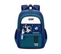 Sac à dos d'école léger en tissu imperméable avec plusieurs compartiments, joli motif dessin animé pour garçons et filles Passeport Et Étiquette Portefeuille Pour Homme Avec (Dark Green, One Size)