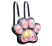 Sac à dos d'école mignon - Sac d'école en forme de patte de chat pour enfants, sac de rangement, grand sac de rangement en peluche pour les amoureux des chats, noir/noyer, Refer to description