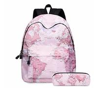 Sac à dos d'école portable pour garçons et filles avec trousse à crayons - Taille unique - Multifonction - Rose, rose