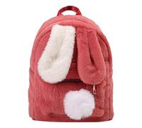 Sac à dos d'école pour enfant personnalisé avec lapin en peluche, adapté pour la maternelle, l'école et le collège Sacs à dos pour femmes en cuir synthétique (rouge pastèque, taille unique)