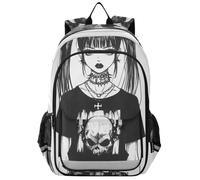 Sac à dos d'école pour enfants garçons de 8 à 12 ans : sac à livres léger pour l'école secondaire dans des couleurs assorties - Gothic Girl