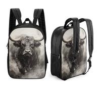 Sac à dos d'école pour enfants Sac à dos de taureau noir imprimé en 3D Sac à dos double face Sacs à dos de sport pour garçons et filles Sac à dos de mode 17 pouces
