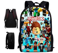 Sac à Dos D'école pour enfants, sac imprimé 3D dessin animé, Roblloxx Grande Capacité Étudiant Cartable, Sac de Voyage pour Adolescents, pour garçons et filles-C