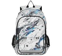 Sac à dos d'école pour filles de 8 à 12 ans : sac à livres moderne pour garçons et filles de 6e année de l'école dans des couleurs assorties - Bleu argenté acide irrégulier abstrait