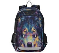 Sac à dos d'école primaire « A Wolf with Glow Eyes » - Sacs à livres pour enfants - Pour adolescents - Jardin d'enfants - Robuste, imperméable, léger et durable
