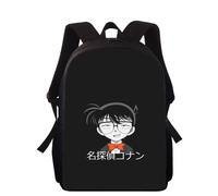 Sac à dos d'école primaire pour enfants, imprimé 3D, motif détective Conan, 40 cm, pour garçons et filles Noir