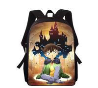 Sac à dos d'école primaire pour enfants, imprimé 3D, motif détective Conan, 40 cm, pour garçons et filles Noir