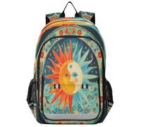 Sac à dos d'école primaire soleil et lune visage humain pour enfants pour adolescents maternelle robuste, imperméable, léger et durable pour enfants de 6 à 12 ans, Multicolore, taille unique