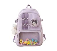 Sac à dos d'école, sac à bandoulière de grande capacité, sac à dos transparent, sac à dos polyvalent en nylon, violet