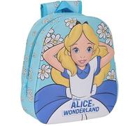 Sac à dos d'école - SAFTA - Alicia au pays des merveilles - Design 3D - Adaptable au chariot - Bleu ciel