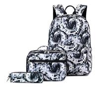 Sac à dos d'école secondaire pour filles, sacs à dos avec sac à déjeuner pour hommes et femmes, sac à livres pour l'école secondaire, trousse à crayons 3 pièces, Noir , Taille unique, Sacs à dos